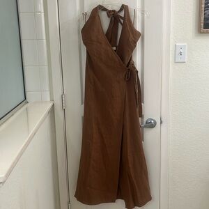 VRG GRL linen wrap dress